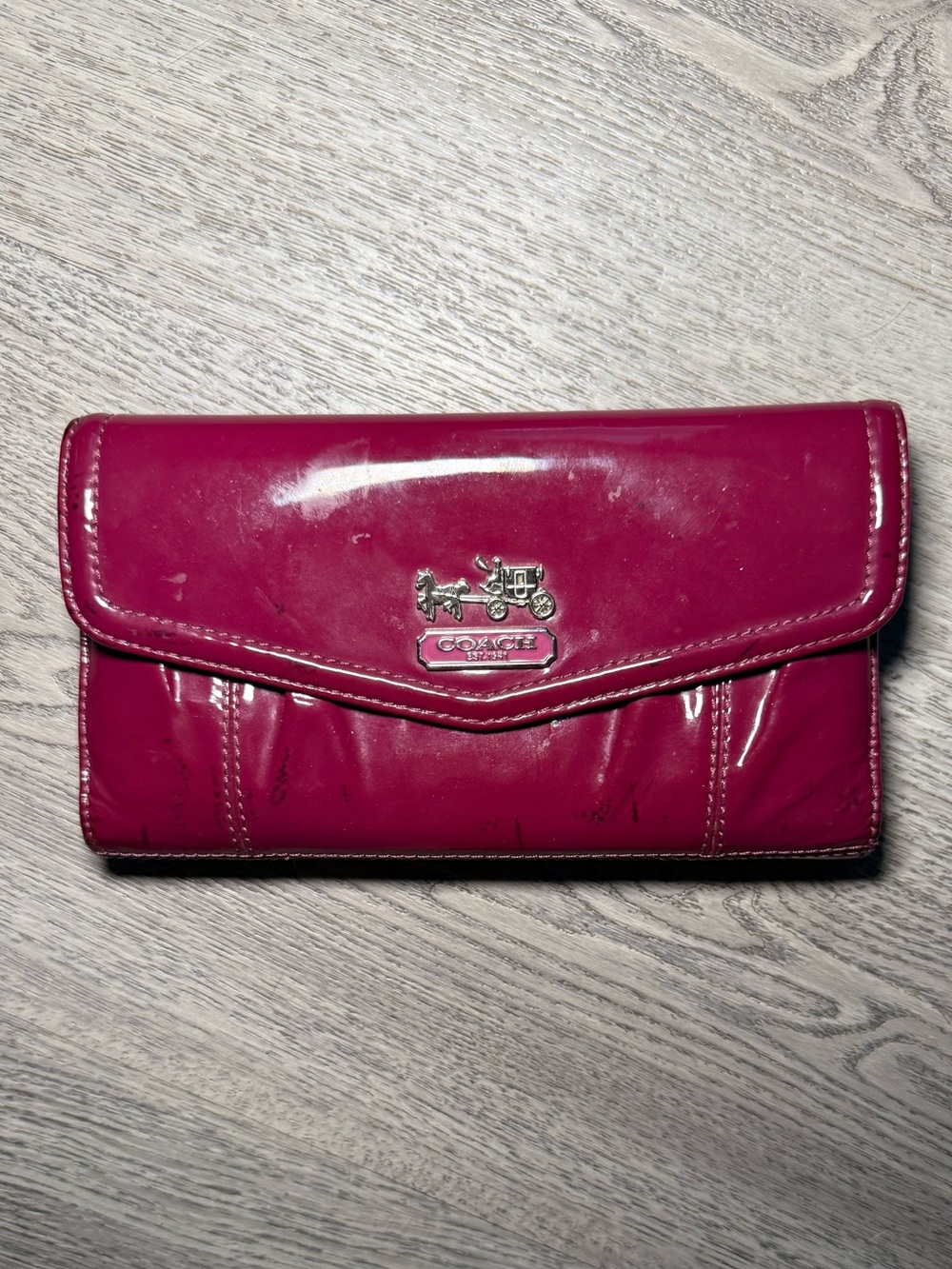 COACH Madison Patent Leather Continental Wallet with Checkbook *VINTAGE & RARE*